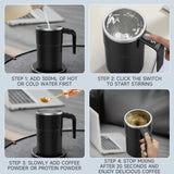Intelligent Coffee Cup with Lid, 1/3 Counts Automatic Stirring Cup with Temperature Display, USB Rechargeable Stirring Cup for Coffee, Tea, Hot Chocolate, Gift