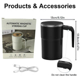 Intelligent Coffee Cup with Lid, 1/3 Counts Automatic Stirring Cup with Temperature Display, USB Rechargeable Stirring Cup for Coffee, Tea, Hot Chocolate, Gift